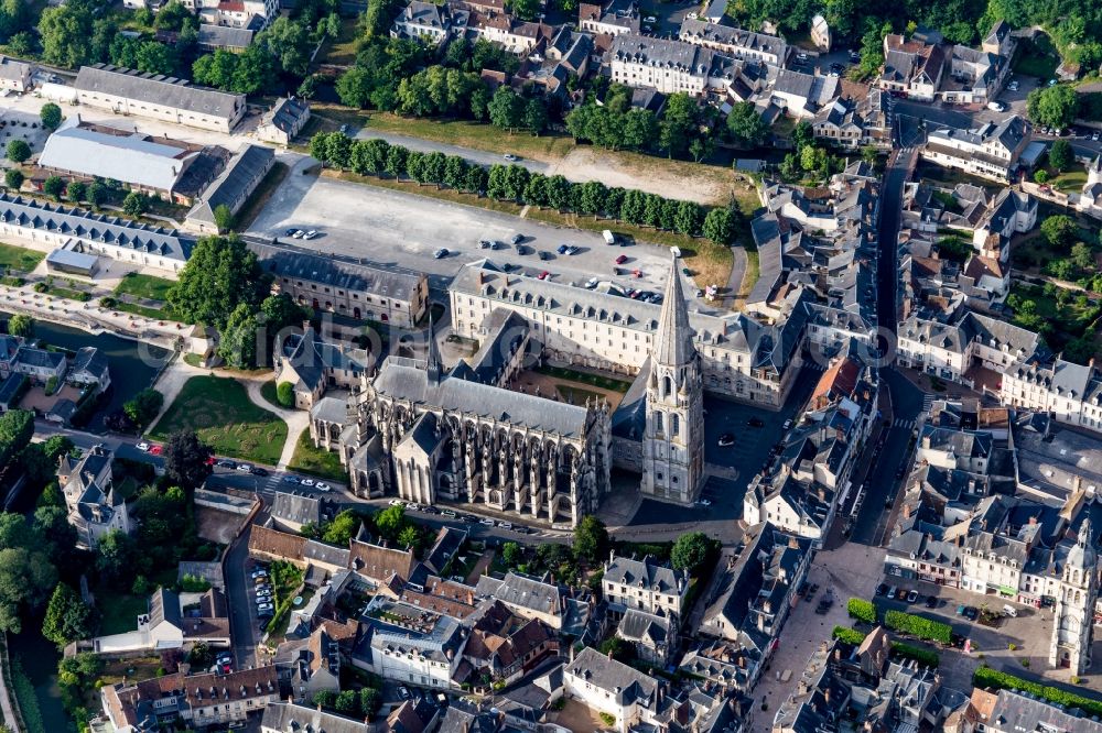 Vendome from above - Complex of buildings of the monastery of the Abbaye of the Trinity in Vendome in Centre-Val de Loire, France