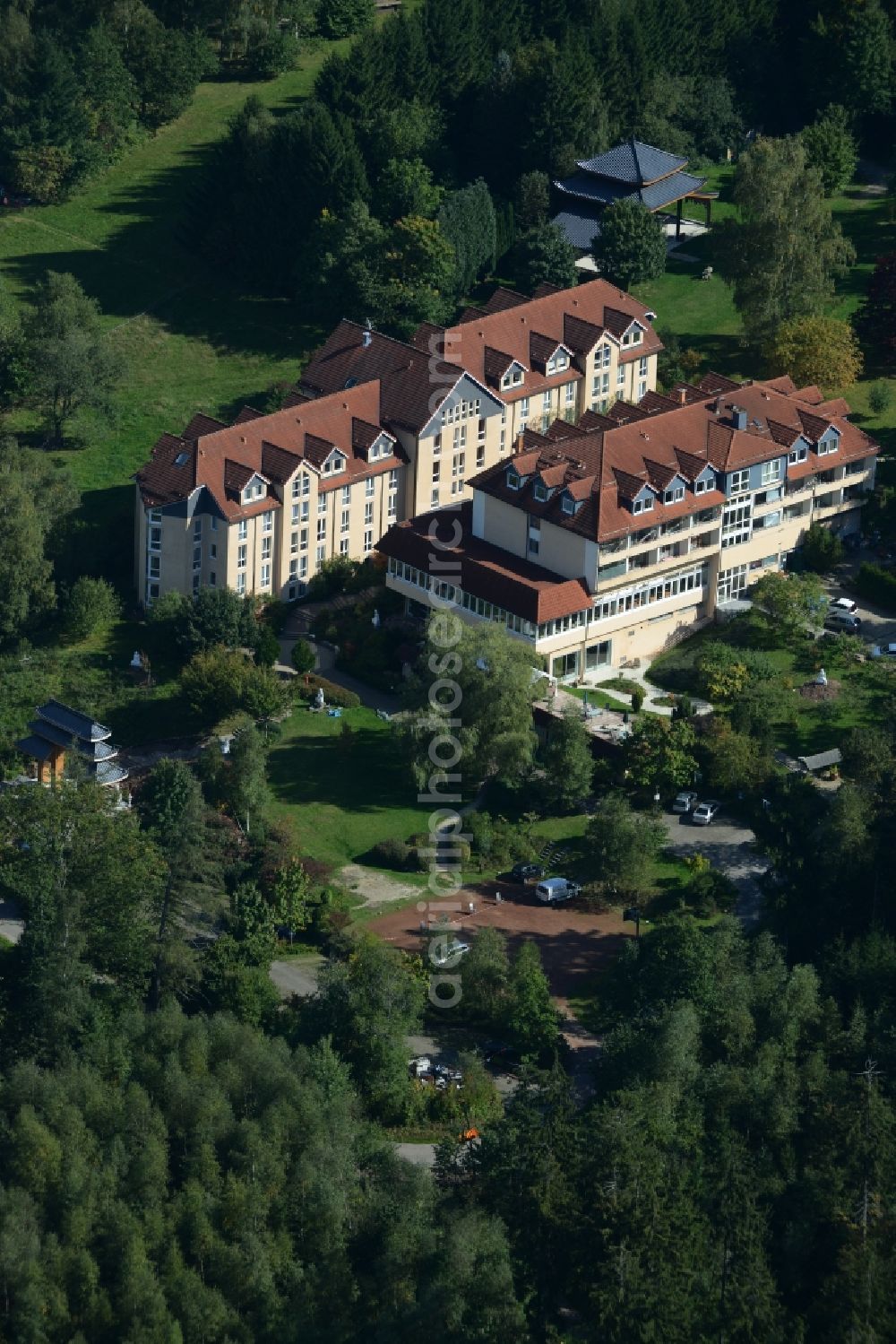 Aerial photograph Wald-Michelbach - Complex of buildings of the monastery der Buddhas Weg GmbH & Co. KG Siedelsbrunn in Wald-Michelbach in the state Hesse