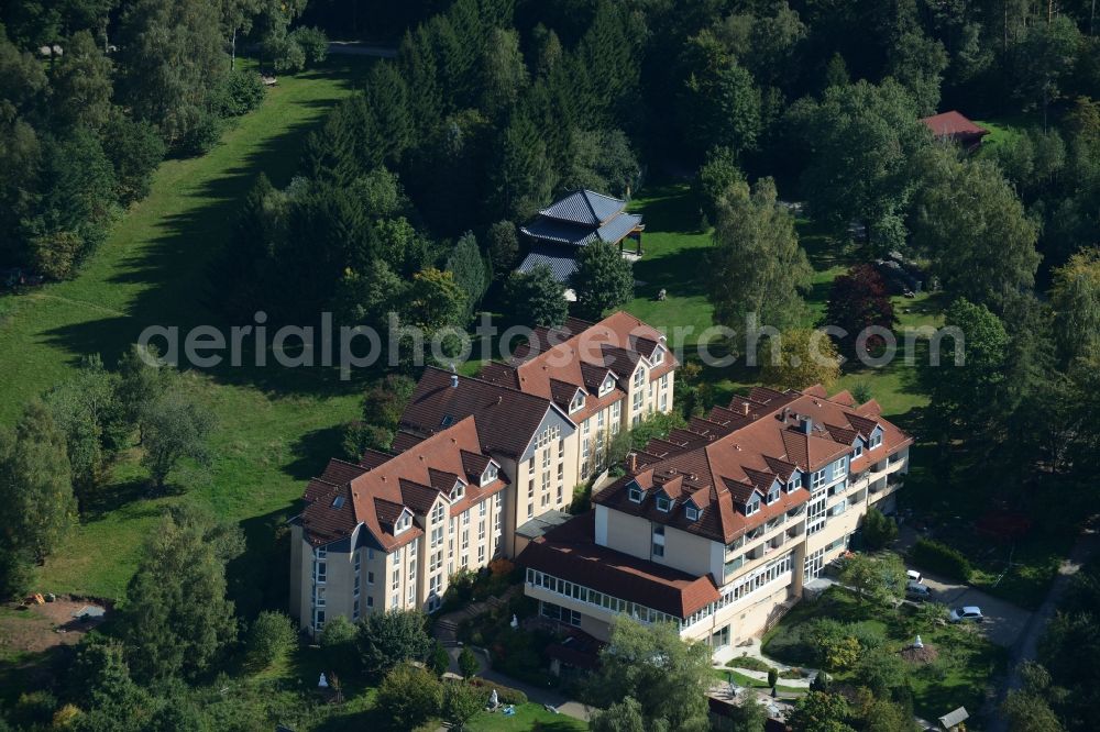 Wald-Michelbach from the bird's eye view: Complex of buildings of the monastery der Buddhas Weg GmbH & Co. KG Siedelsbrunn in Wald-Michelbach in the state Hesse