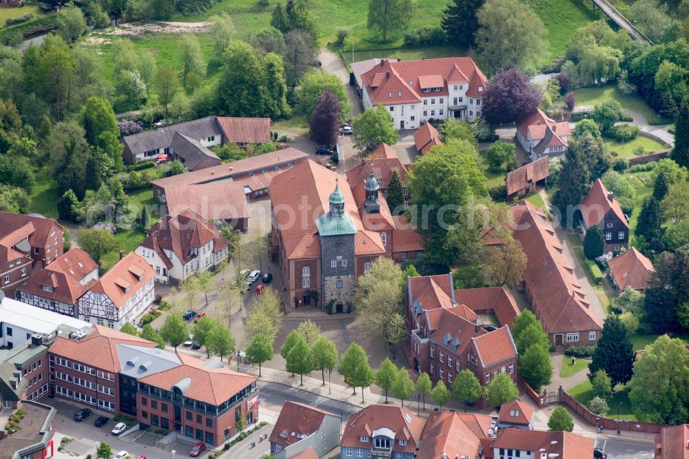 Walsrode from above - Complex of buildings of the monastery in Walsrode in the state Lower Saxony, Germany
