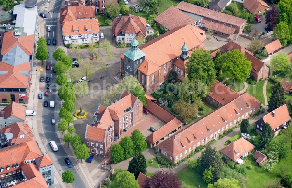 Aerial image Walsrode - Complex of buildings of the monastery in Walsrode in the state Lower Saxony, Germany