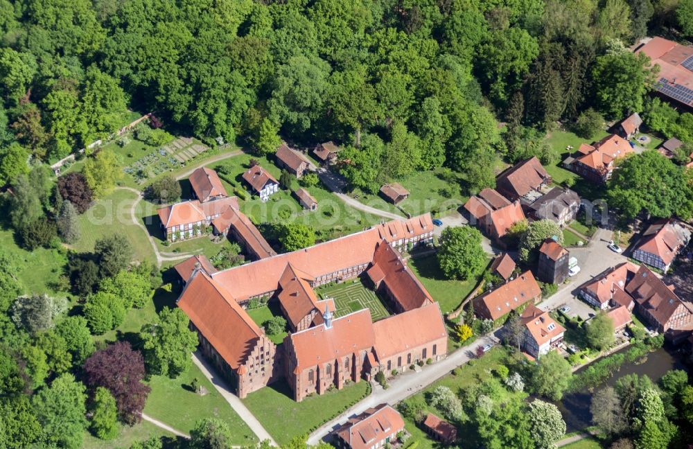 Wienhausen from above - Complex of buildings of the monastery Wienhausen in the state Lower Saxony, Germany