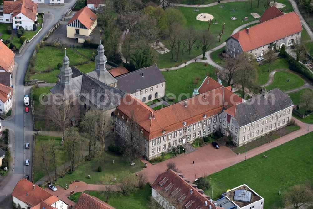 Aerial photograph Willebadessen - Complex of buildings of the monastery on Klosterhof in Willebadessen in the state North Rhine-Westphalia