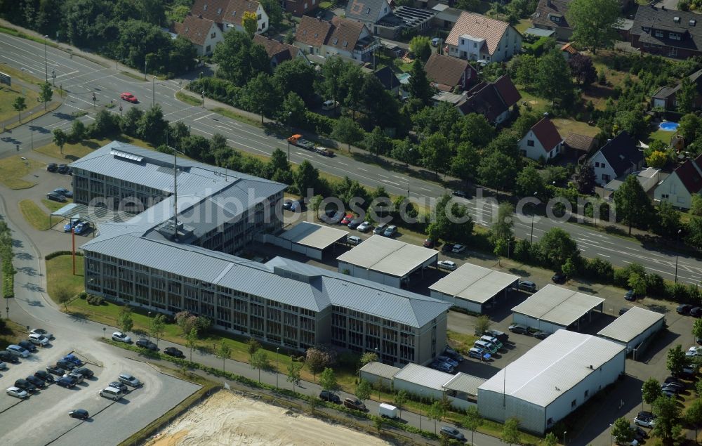 Gütersloh from the bird's eye view: Building complex of the police in Guetersloh in the state North Rhine-Westphalia