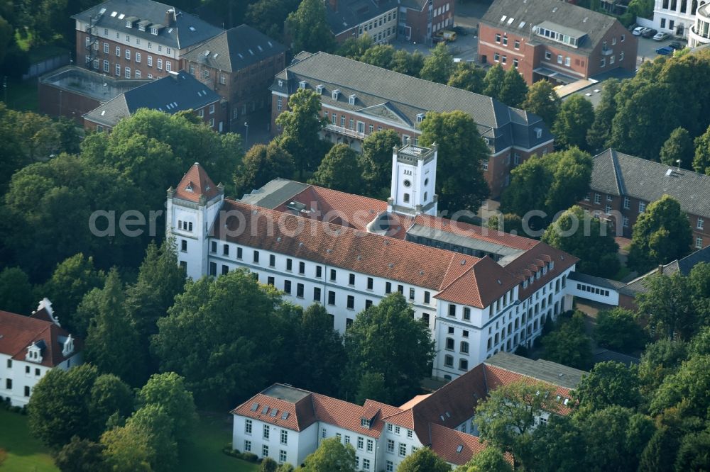 Aurich from above - Building complex of the district court of Aurich in the state Lower Saxony