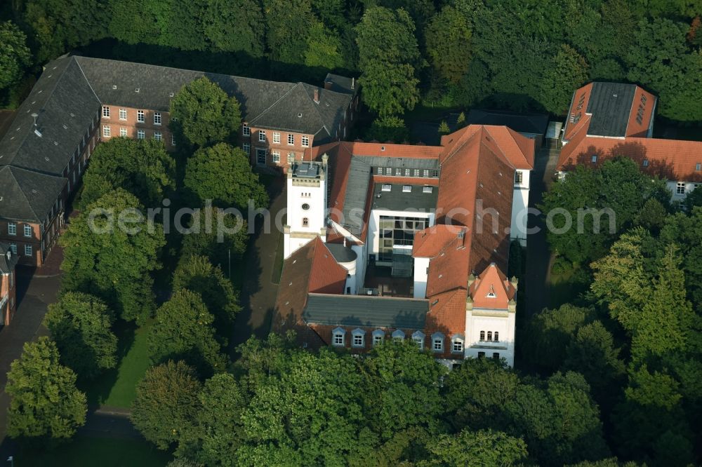 Aurich from the bird's eye view: Building complex of the district court of Aurich in the state Lower Saxony