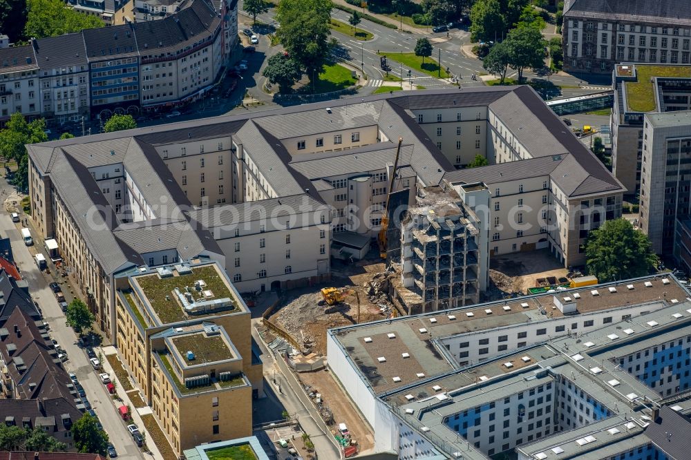 Aerial image Essen - Building complex of the Land- und Amtsgericht Essen court of in Essen in the state North Rhine-Westphalia