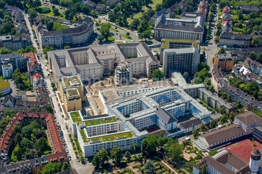 Aerial image Essen - Building complex of the State and district court food - court in Essen in North Rhine-Westphalia. Prior to the prison food