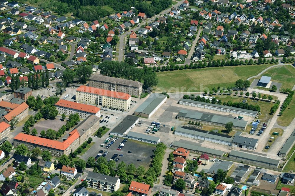 Magdeburg from above - Building complex of the police Sachsen-Anhalt in Magdeburg in the state Saxony-Anhalt, Germany