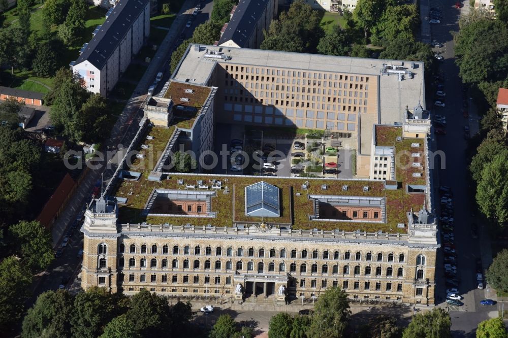 Dresden from above - Building complex of the destrict court Landgericht Dresden on Lothringer Strasse in Dresden in the state Saxony