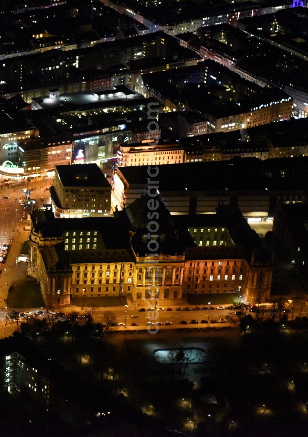 Aerial image München - Building complex of the Landgericht Muenchen an der Prielmayerstrasse court of in Munich in the state Bavaria