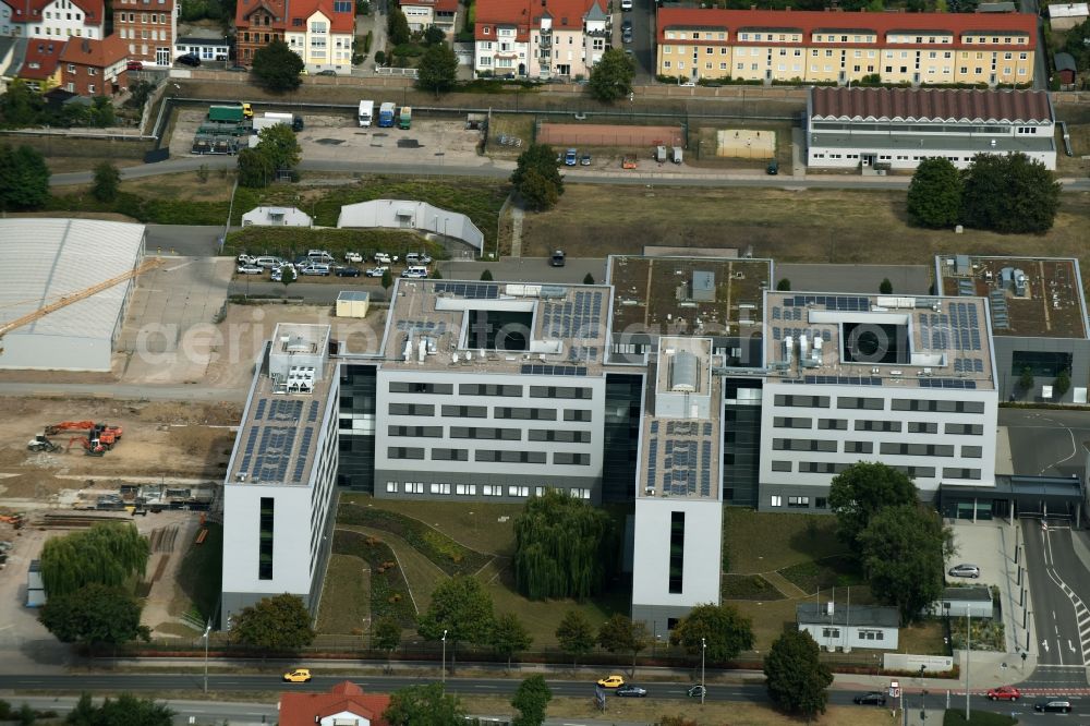 Aerial image Erfurt - Building complex of the Lka Thueringen in Erfurt in the state Thuringia. On its left side there is a construction side for more buildings for the Lka Thueringen