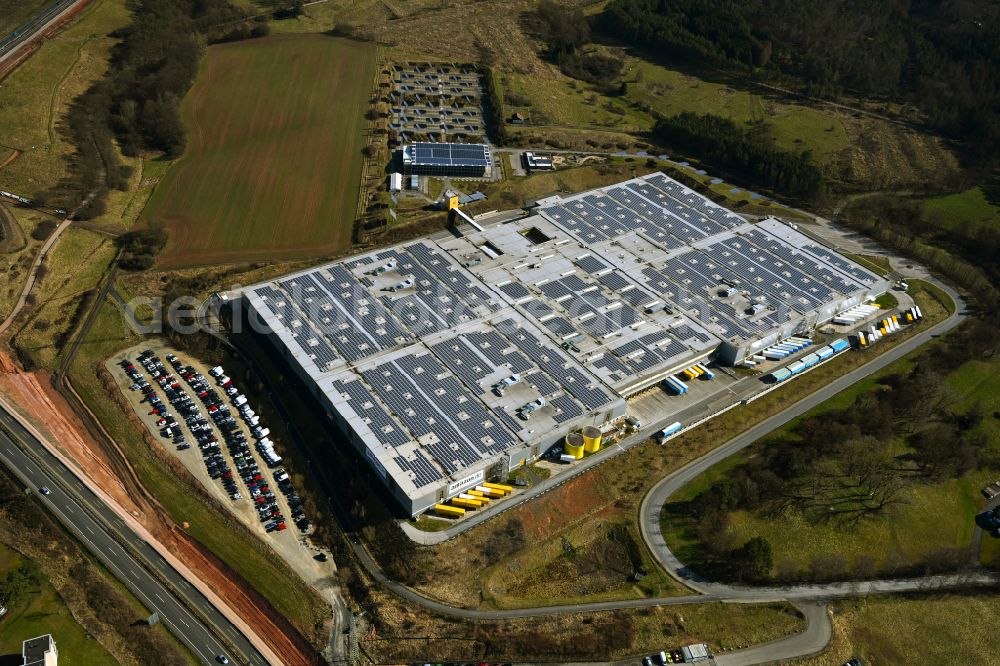 Aerial image Bad Hersfeld - Building complex and distribution center on the site Amazon FRA3 in Bad Hersfeld in the state Hesse, Germany