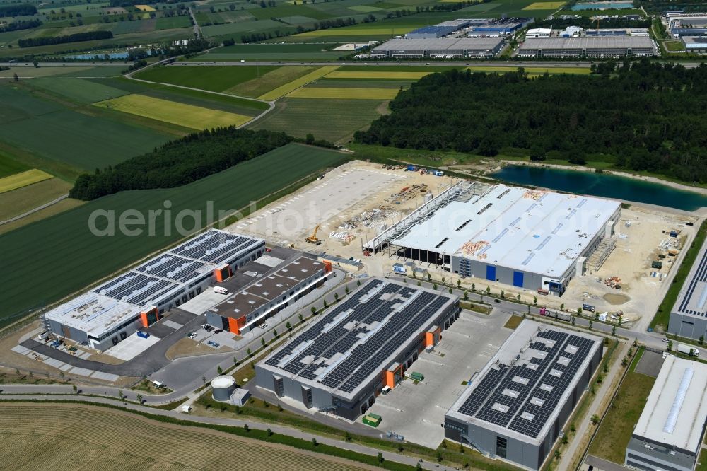 Olching from above - Building complex and distribution center on the site AMAZON on Gewerbering in Olching in the state Bavaria, Germany