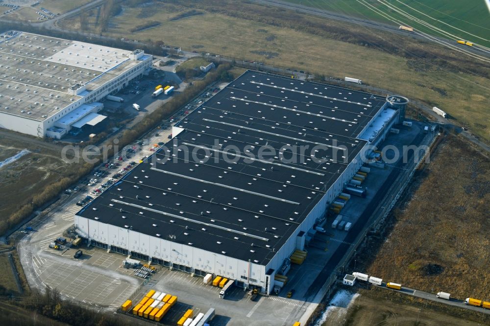 Aerial photograph Brieselang - Building complex and distribution center on the site of Amazon Logistik Potsdon GmbH - BER3 on Havellandstrasse in the district Bredow in Brieselang in the state Brandenburg, Germany