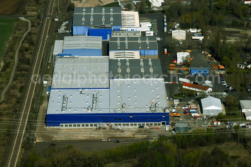 Aerial image Velten - Building complex and distribution center on the site ASSI TecLog AG and of Rhenus SE & Co. KG in Velten in the state Brandenburg, Germany