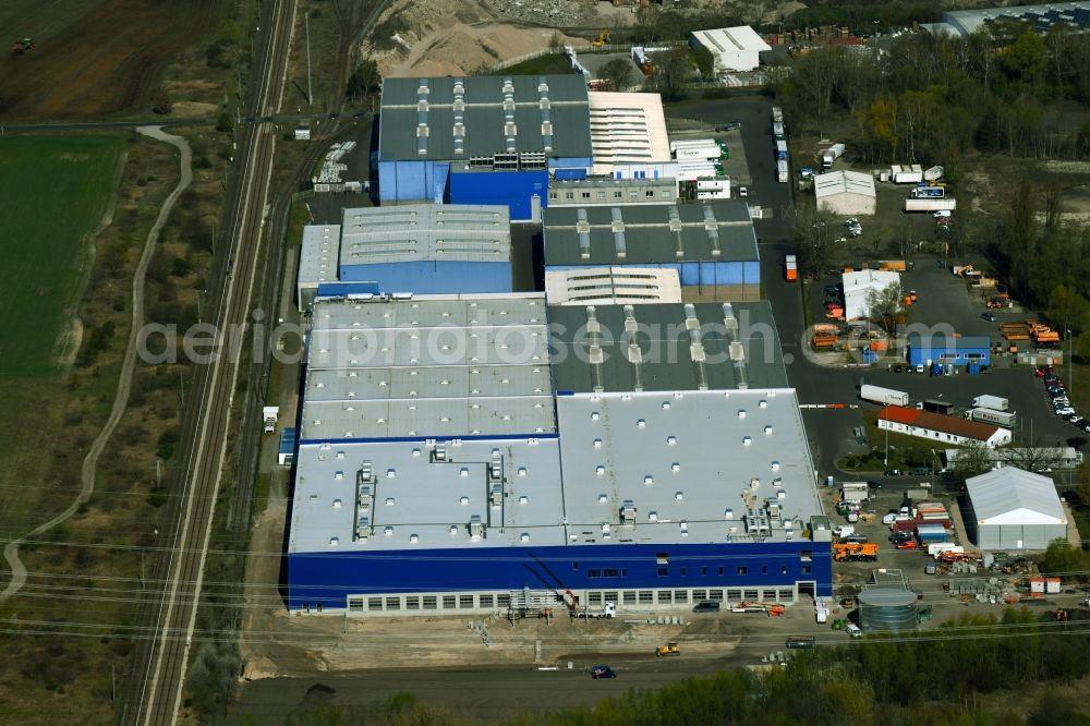 Velten from above - Building complex and distribution center on the site ASSI TecLog AG and of Rhenus SE & Co. KG in Velten in the state Brandenburg, Germany