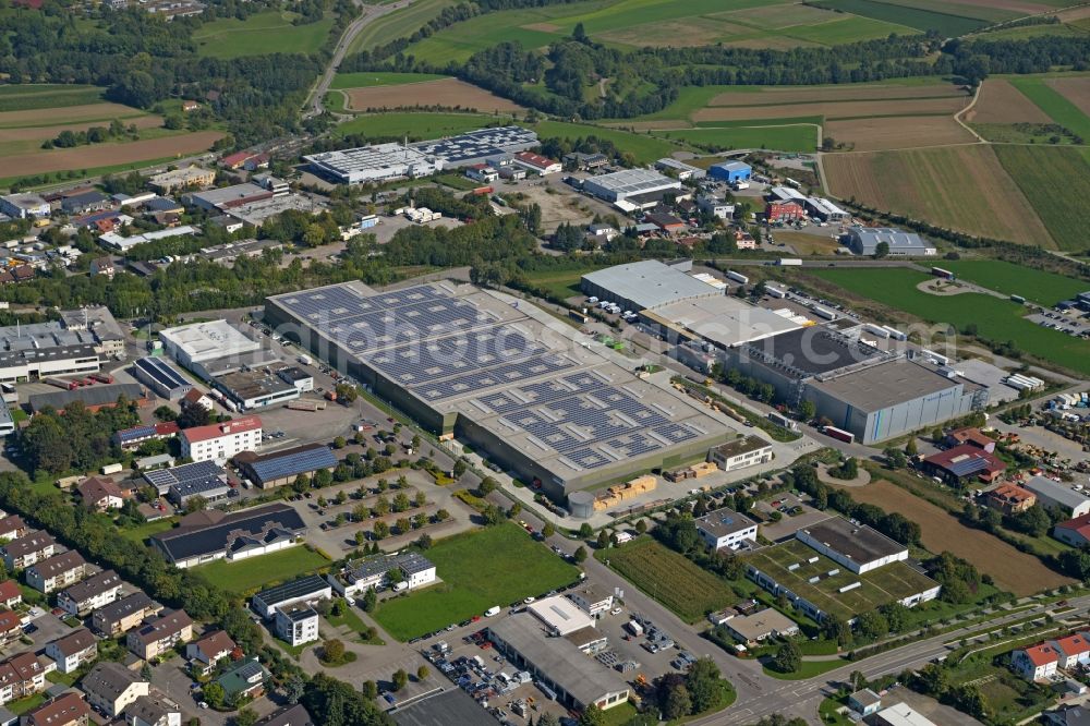 Aerial image Markgröningen - Building complex and distribution center on the site der cargopack packaging company for industrial goods mbH in Markgroeningen in the state Baden-Wuerttemberg