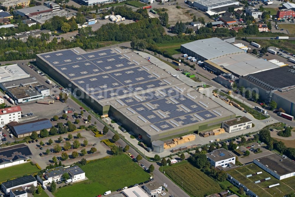 Aerial photograph Markgröningen - Building complex and distribution center on the site der cargopack packaging company for industrial goods mbH in Markgroeningen in the state Baden-Wuerttemberg