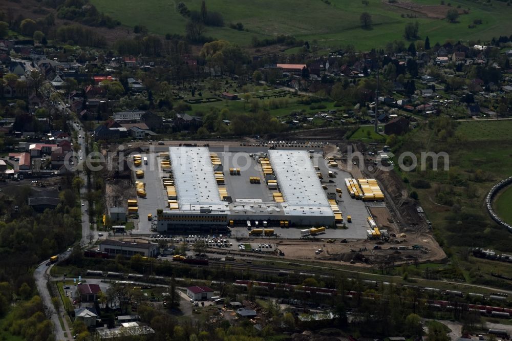 Aerial image Rüdersdorf - Building complex and distribution center on the site DHL Frachtpostzentrum on Ernst-Thaelmann-Strasse in Ruedersdorf in the state Brandenburg