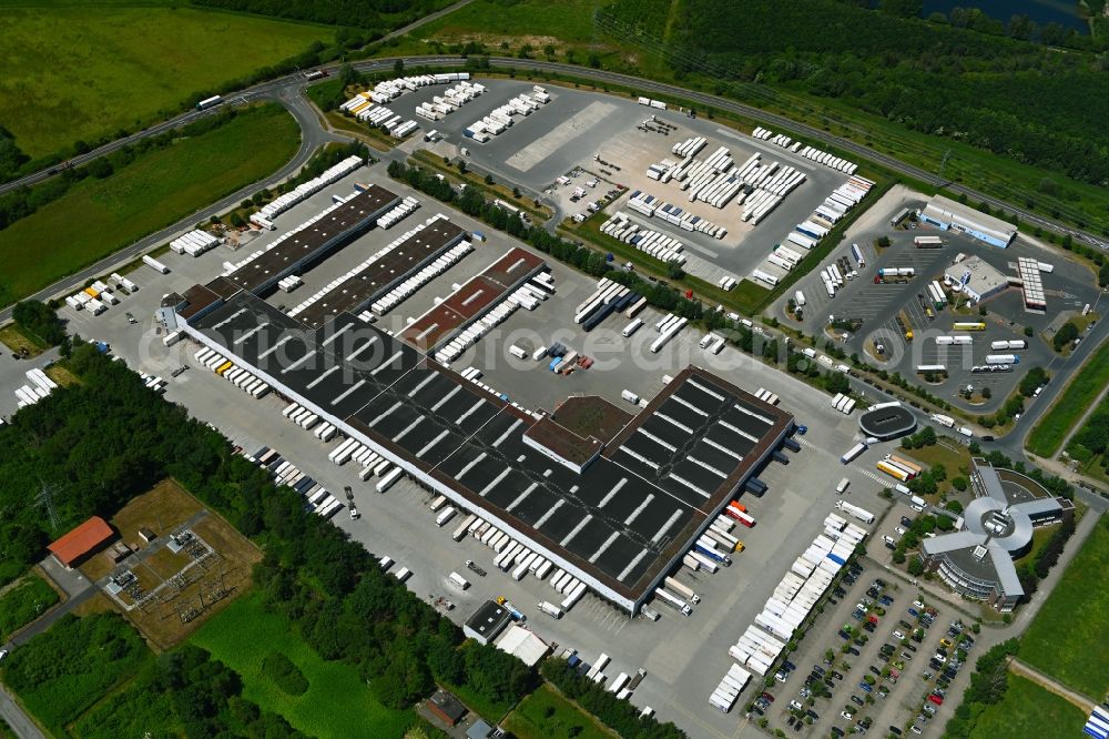 Lehrte from above - Building complex and distribution center on the site DPD Depot on Europastrasse in Lehrte in the state Lower Saxony, Germany