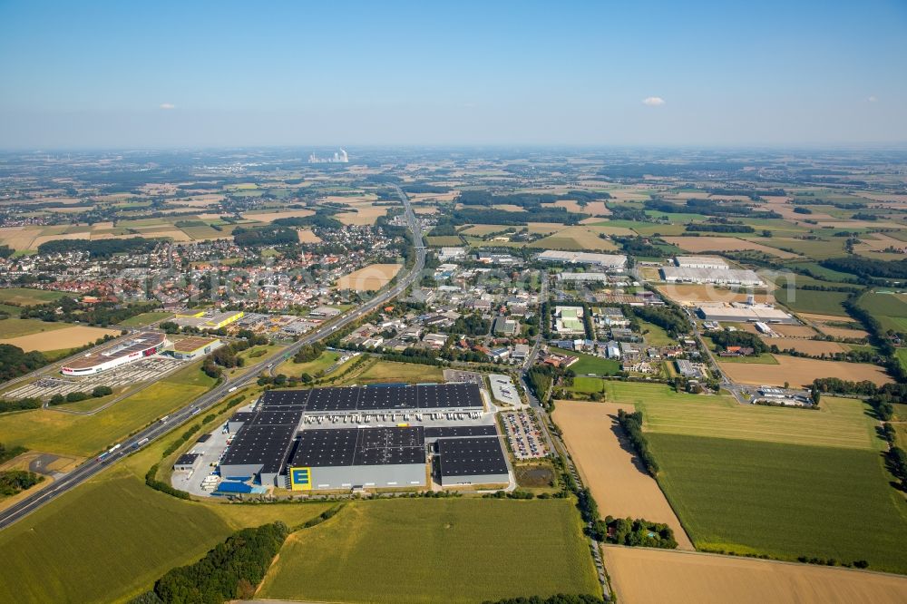 Aerial image Rhynern - Building complex and distribution center on the site of the Edeka Hamm Logistikzentrum in Rhynern in the state North Rhine-Westphalia