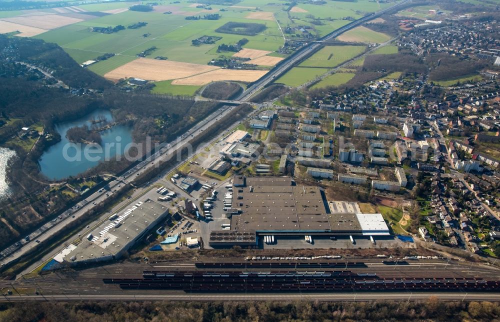 Moers from above - Building complex and distribution center on the site EDEKA on Ruhrorter Strasse in Moers in the state North Rhine-Westphalia