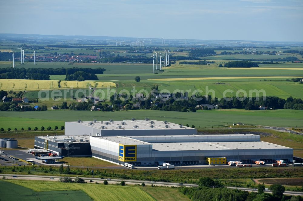 Striegistal from the bird's eye view: Building complex and distribution center on the site EDEKA Zentrallager S34 in Striegistal in the state Saxony, Germany