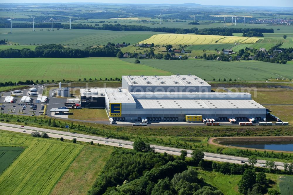 Striegistal from above - Building complex and distribution center on the site EDEKA Zentrallager S34 in Striegistal in the state Saxony, Germany