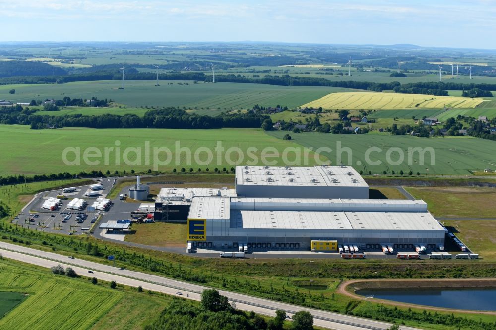 Striegistal from the bird's eye view: Building complex and distribution center on the site EDEKA Zentrallager S34 in Striegistal in the state Saxony, Germany