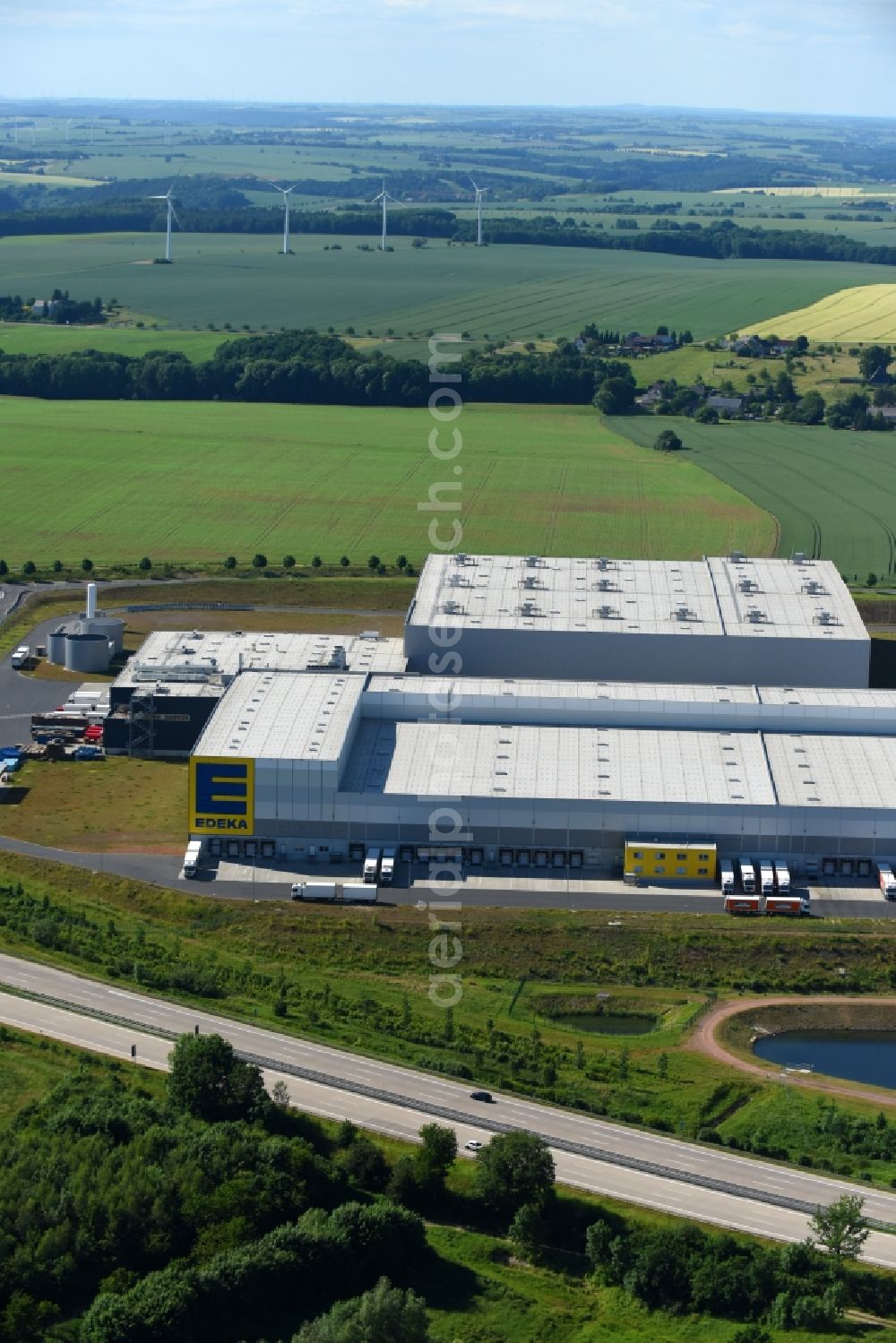 Aerial image Striegistal - Building complex and distribution center on the site EDEKA Zentrallager S34 in Striegistal in the state Saxony, Germany