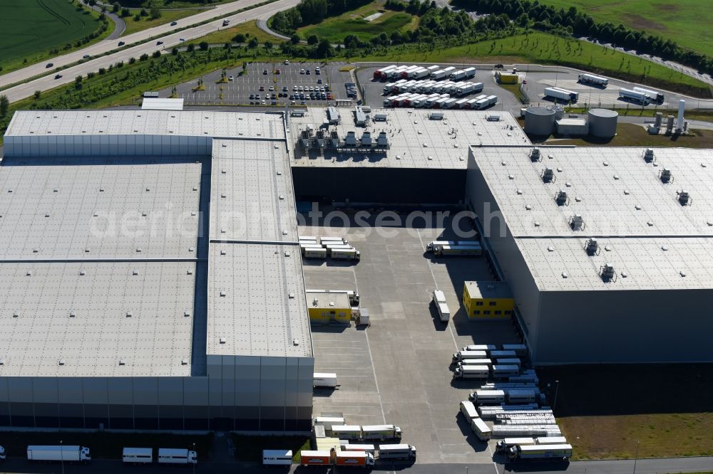 Striegistal from above - Building complex and distribution center on the site EDEKA Zentrallager S34 in Striegistal in the state Saxony, Germany