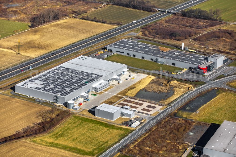 Aerial image Bönen - Building complex and distribution center on the site on Edisonstrasse in Boenen in the state North Rhine-Westphalia, Germany