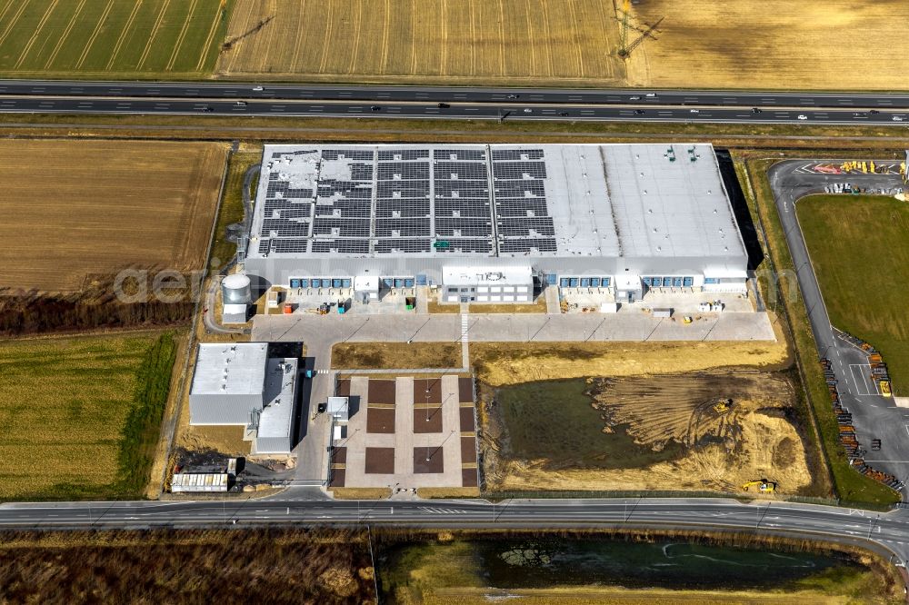 Bönen from above - Building complex and distribution center on the site on Edisonstrasse in Boenen in the state North Rhine-Westphalia, Germany