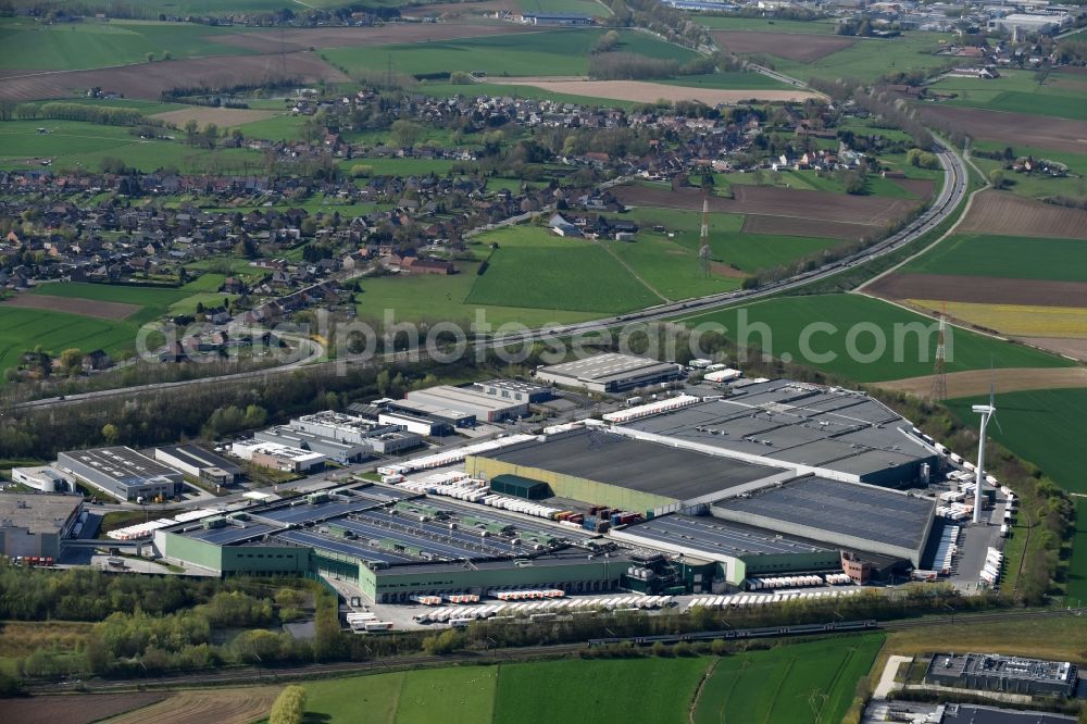 Aerial image Halle - Building complex and distribution center on the site der Colruyt Group in Halle in Vlaan deren, Belgium