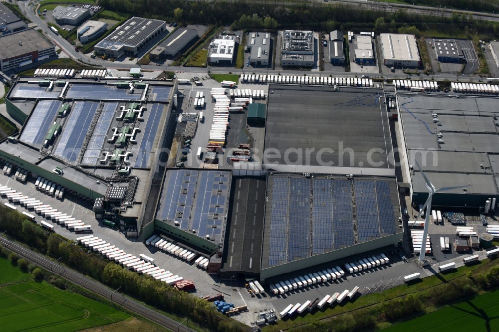 Aerial photograph Halle - Building complex and distribution center on the site der Colruyt Group in Halle in Vlaan deren, Belgium