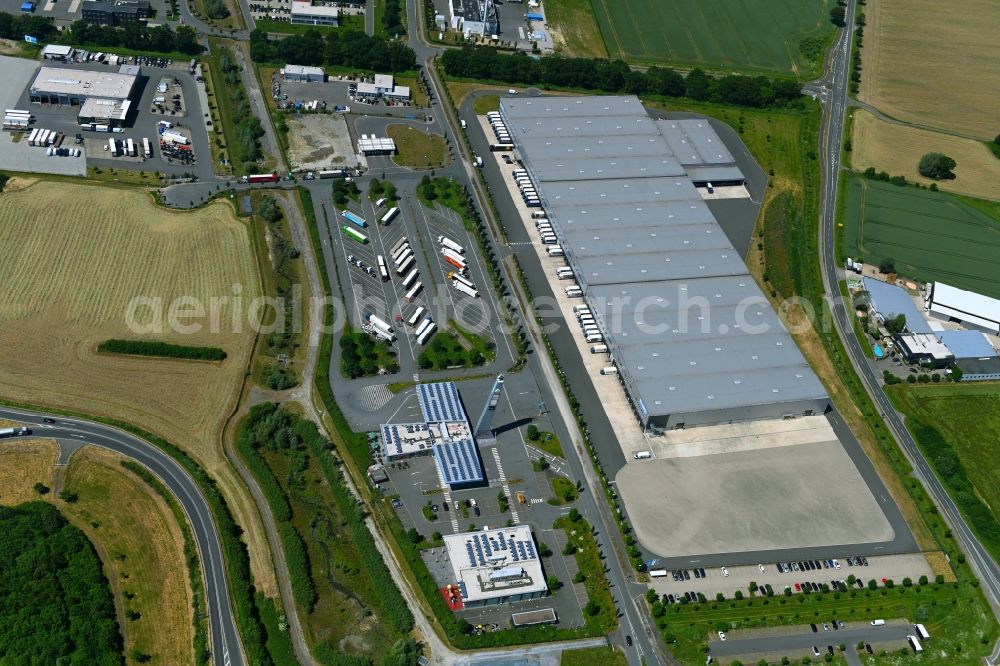 Aerial image Rheda-Wiedenbrück - Building complex and distribution center on the site of Elmer Logistik GmbH & Co. KG on Aurea in Rheda-Wiedenbrueck in the state North Rhine-Westphalia, Germany