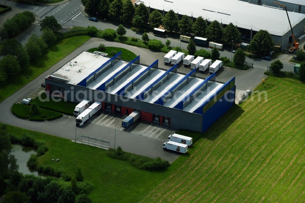 Aerial photograph Schwarzenbek - Building complex and distribution center on the site of Ernsting's family GmbH & Co. KG on Industriestrasse - Grabauer Strasse in Schwarzenbek in the state Schleswig-Holstein, Germany