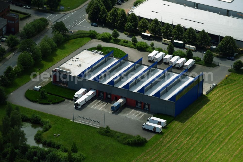 Schwarzenbek from above - Building complex and distribution center on the site of Ernsting's family GmbH & Co. KG on Industriestrasse - Grabauer Strasse in Schwarzenbek in the state Schleswig-Holstein, Germany