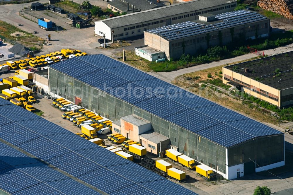 Magdeburg from above - Building complex and distribution center on the site of Gewerbegebiets am August-Bebel-Damm in Magdeburg in the state Saxony-Anhalt, Germany