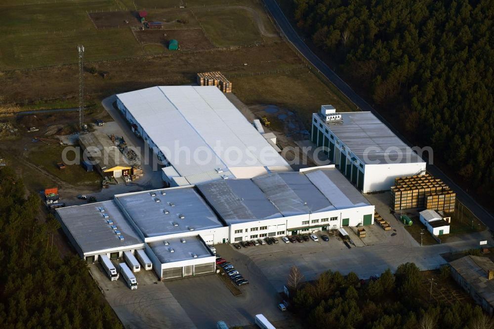 Beelitz from the bird's eye view: Building complex and distribution center on the site Heilmann AG on Wittbrietzener Strasse in Beelitz in the state Brandenburg, Germany