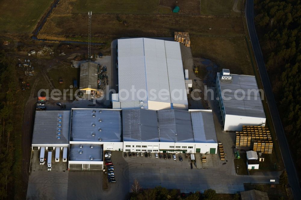 Aerial image Beelitz - Building complex and distribution center on the site Heilmann AG on Wittbrietzener Strasse in Beelitz in the state Brandenburg, Germany