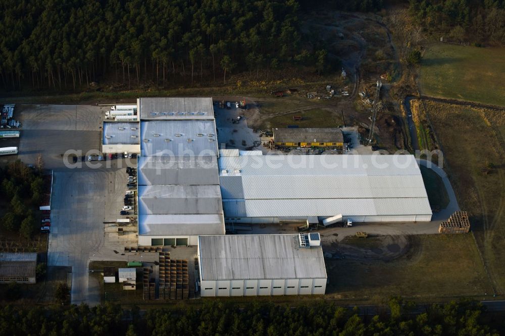 Beelitz from above - Building complex and distribution center on the site Heilmann AG on Wittbrietzener Strasse in Beelitz in the state Brandenburg, Germany