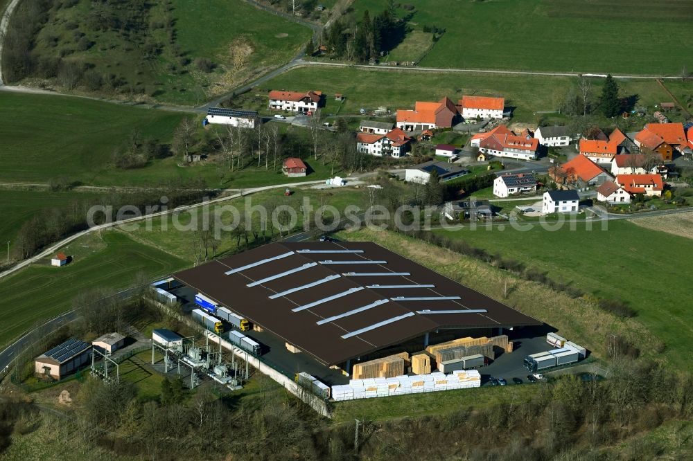 Poppenhausen (Wasserkuppe) from above - Building complex and distribution center on the site of Aloysius Krenzer GmbH in the district Sieblos in Poppenhausen (Wasserkuppe) in the state Hesse, Germany