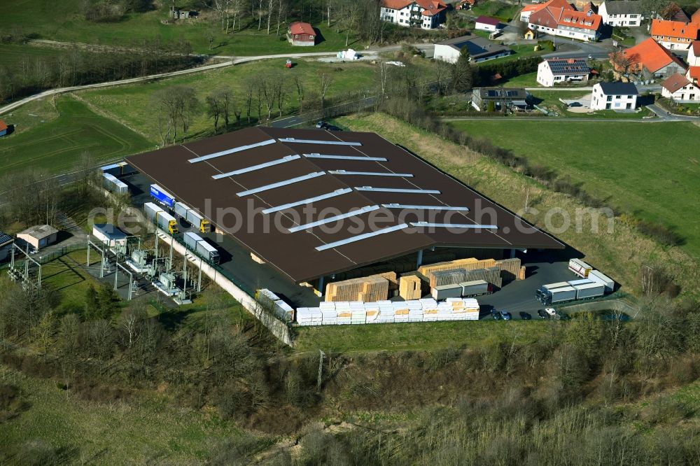 Poppenhausen (Wasserkuppe) from the bird's eye view: Building complex and distribution center on the site of Aloysius Krenzer GmbH in the district Sieblos in Poppenhausen (Wasserkuppe) in the state Hesse, Germany