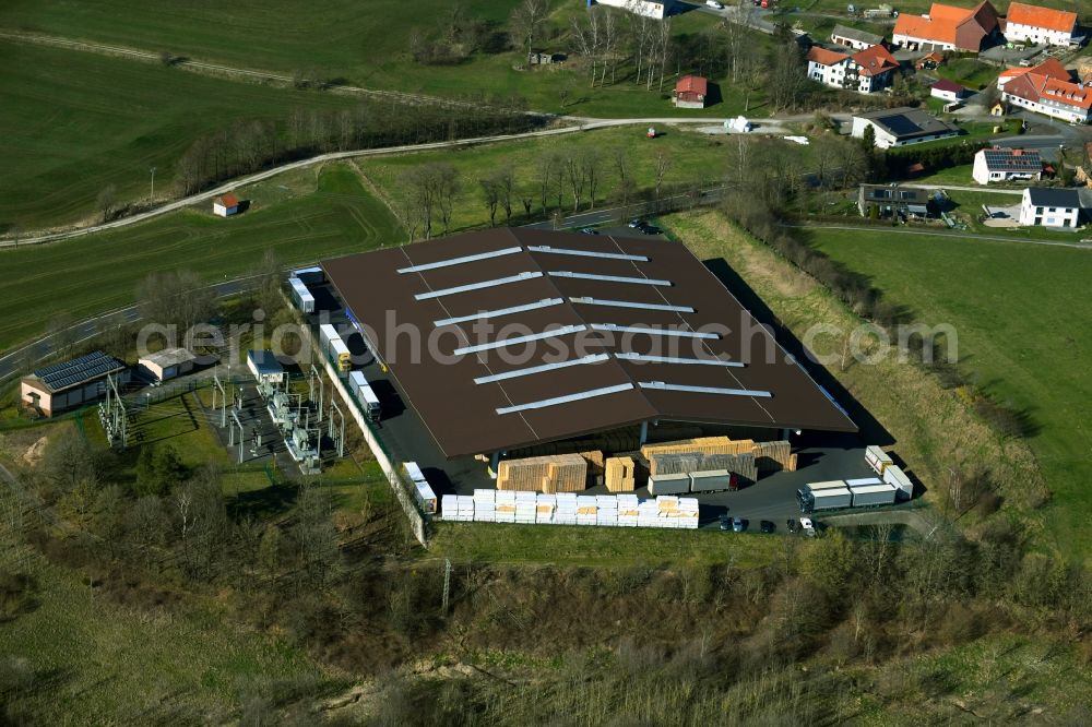 Aerial photograph Poppenhausen (Wasserkuppe) - Building complex and distribution center on the site of Aloysius Krenzer GmbH in the district Sieblos in Poppenhausen (Wasserkuppe) in the state Hesse, Germany