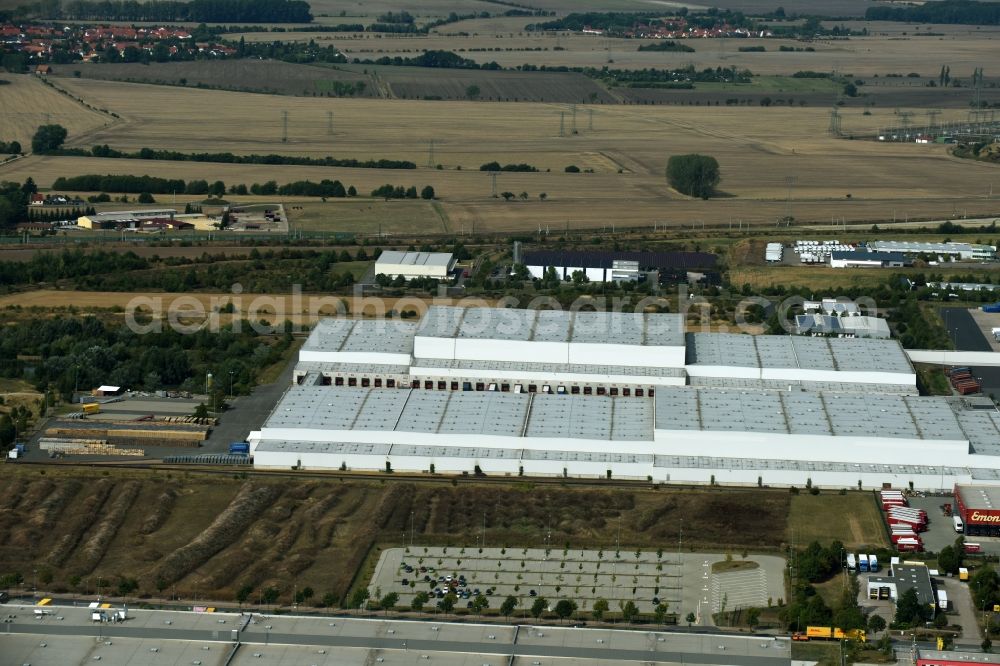 Erfurt from the bird's eye view: Building complex and distribution center on the site des IKEA Distribution in Erfurt in the state Thuringia