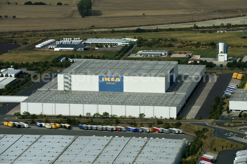 Erfurt from above - Building complex and distribution center on the site des IKEA Distribution in Erfurt in the state Thuringia