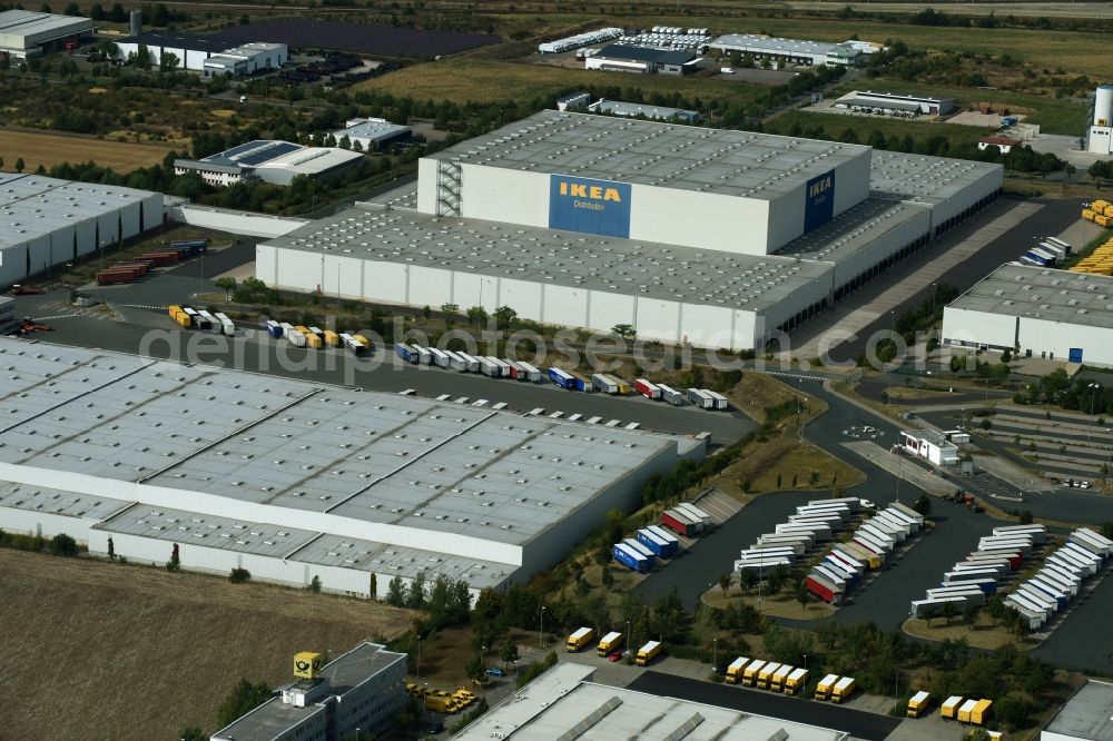 Aerial image Erfurt - Building complex and distribution center on the site des IKEA Distribution in Erfurt in the state Thuringia