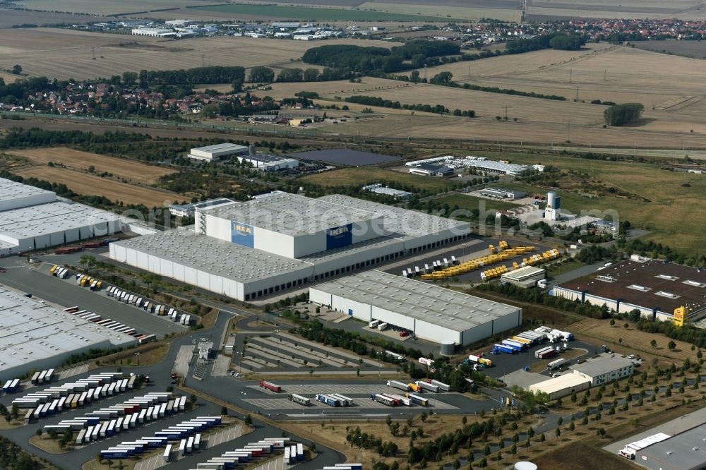 Aerial photograph Erfurt - Building complex and distribution center on the site des IKEA Distribution in Erfurt in the state Thuringia